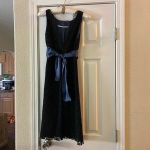 Twelfth Street By Cynthia Vincent. Little Black Dress. Cotton Lace, blue lining.